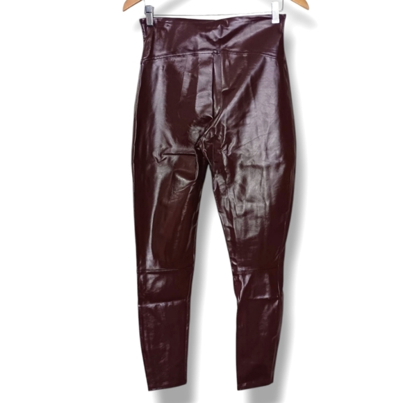NWT SPANX Faux Patent Leather Leggings in Ruby Size Large Retail $108 - Picture 7 of 12